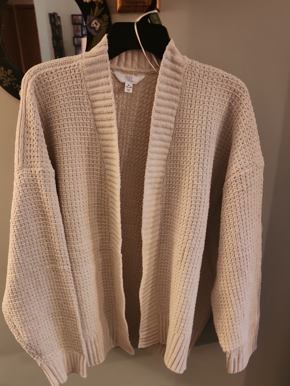 Cozy Open-Front Cream Chenille Cardigan Sweater